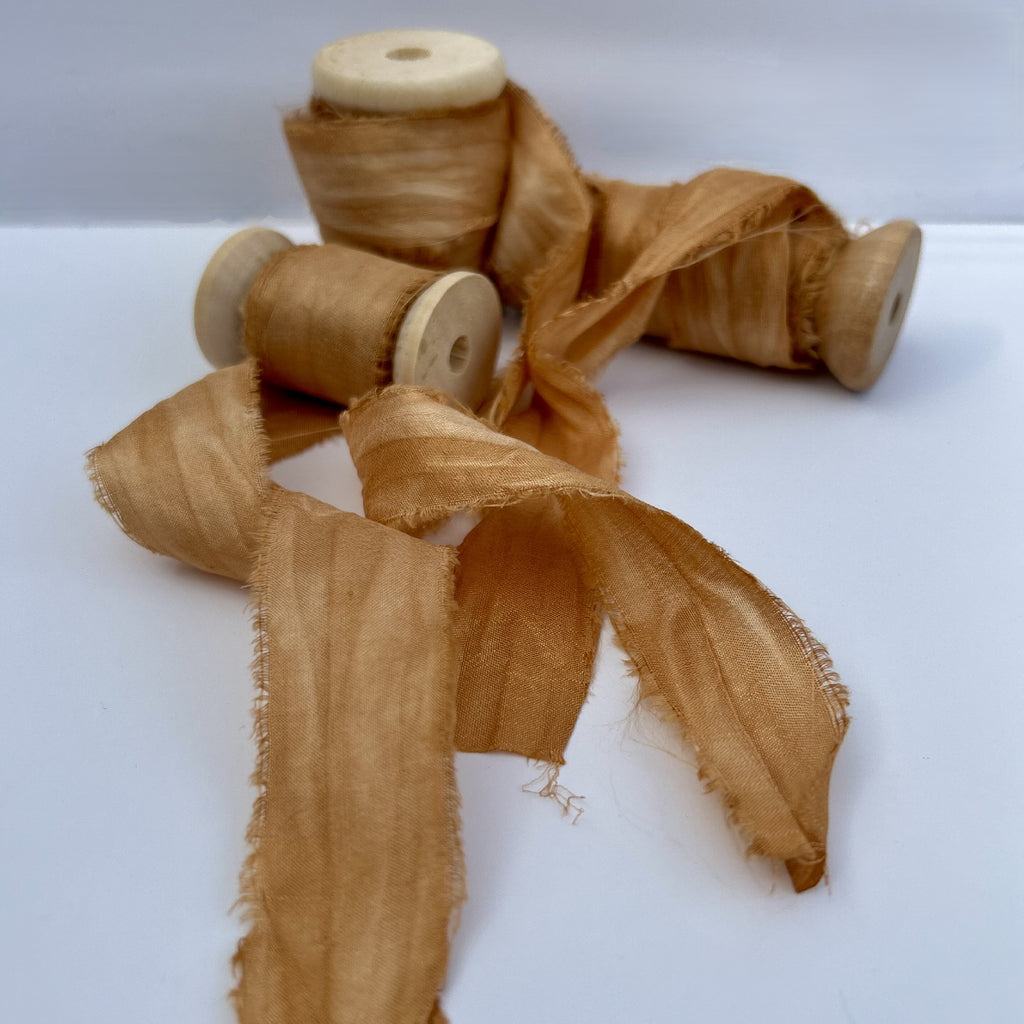Recycled Sari Silk Ribbon in Golden Yellow