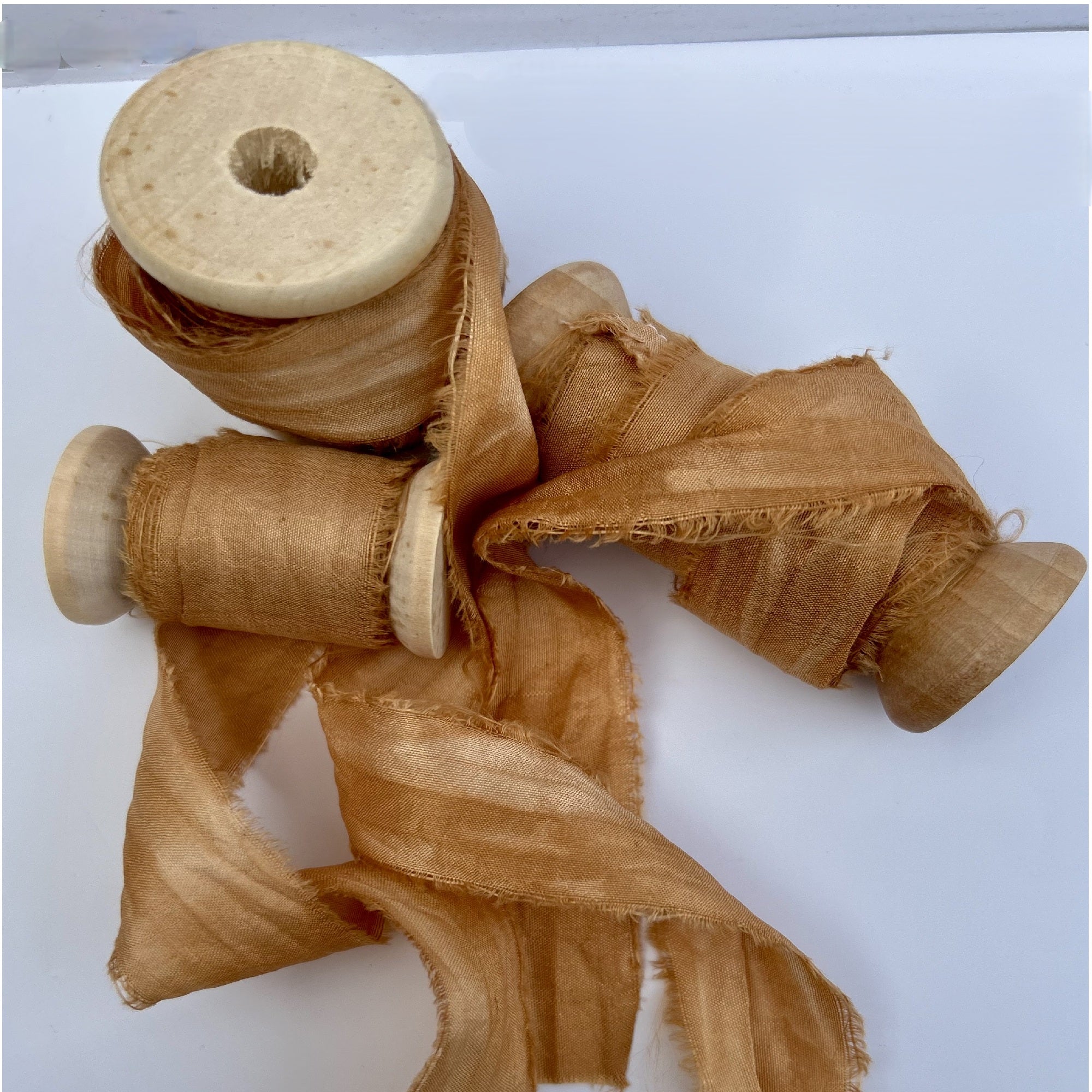 Recycled Sari Silk Ribbon in Golden Yellow