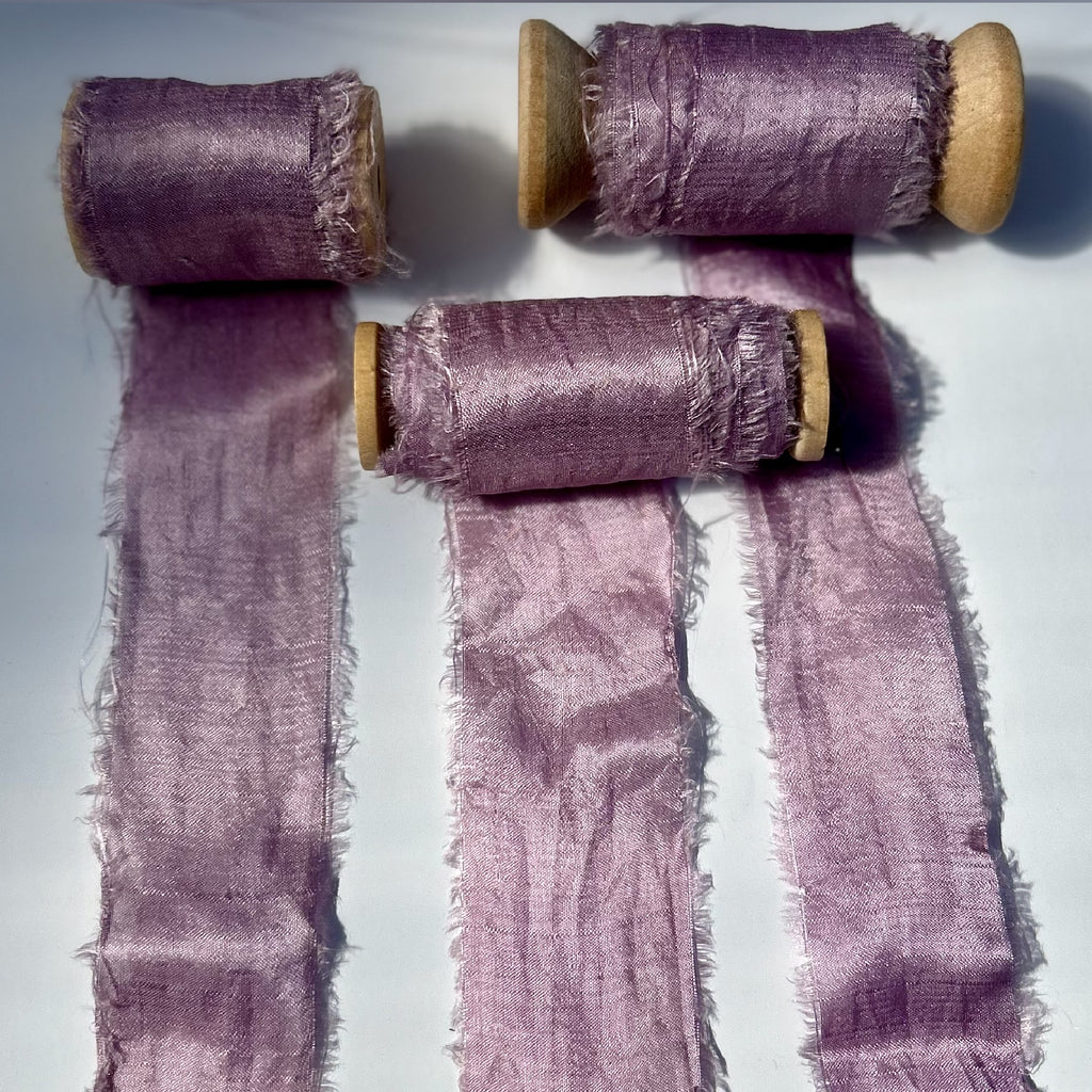 Recycled Sari Silk Ribbon in Lilac Pink