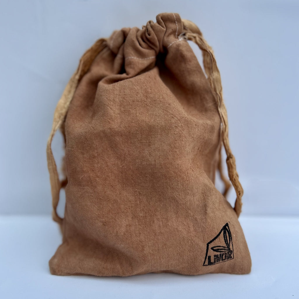 Small Linen Drawstring Bag in Clay Pink