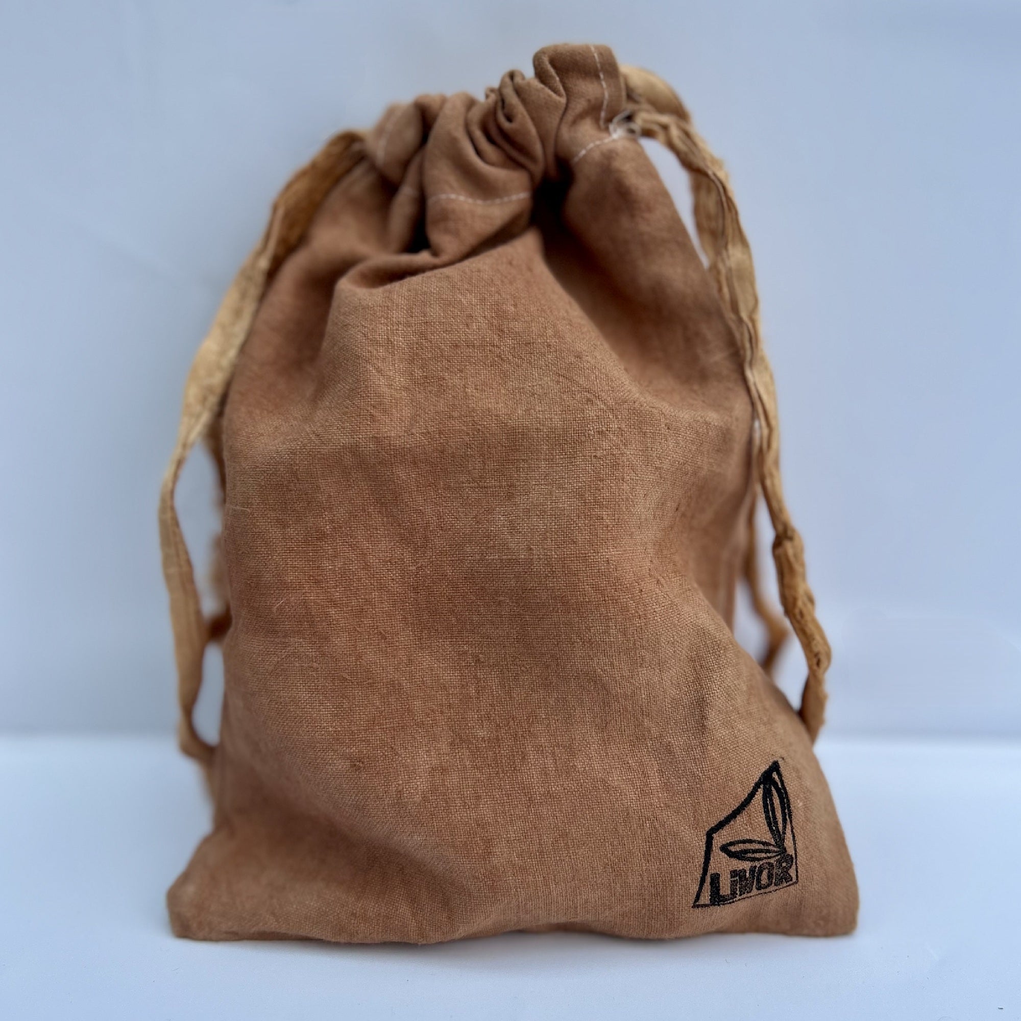 Small Linen Drawstring Bag in Clay Pink