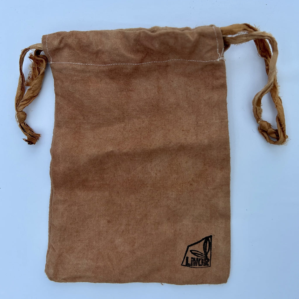 Small Linen Drawstring Bag in Clay Pink