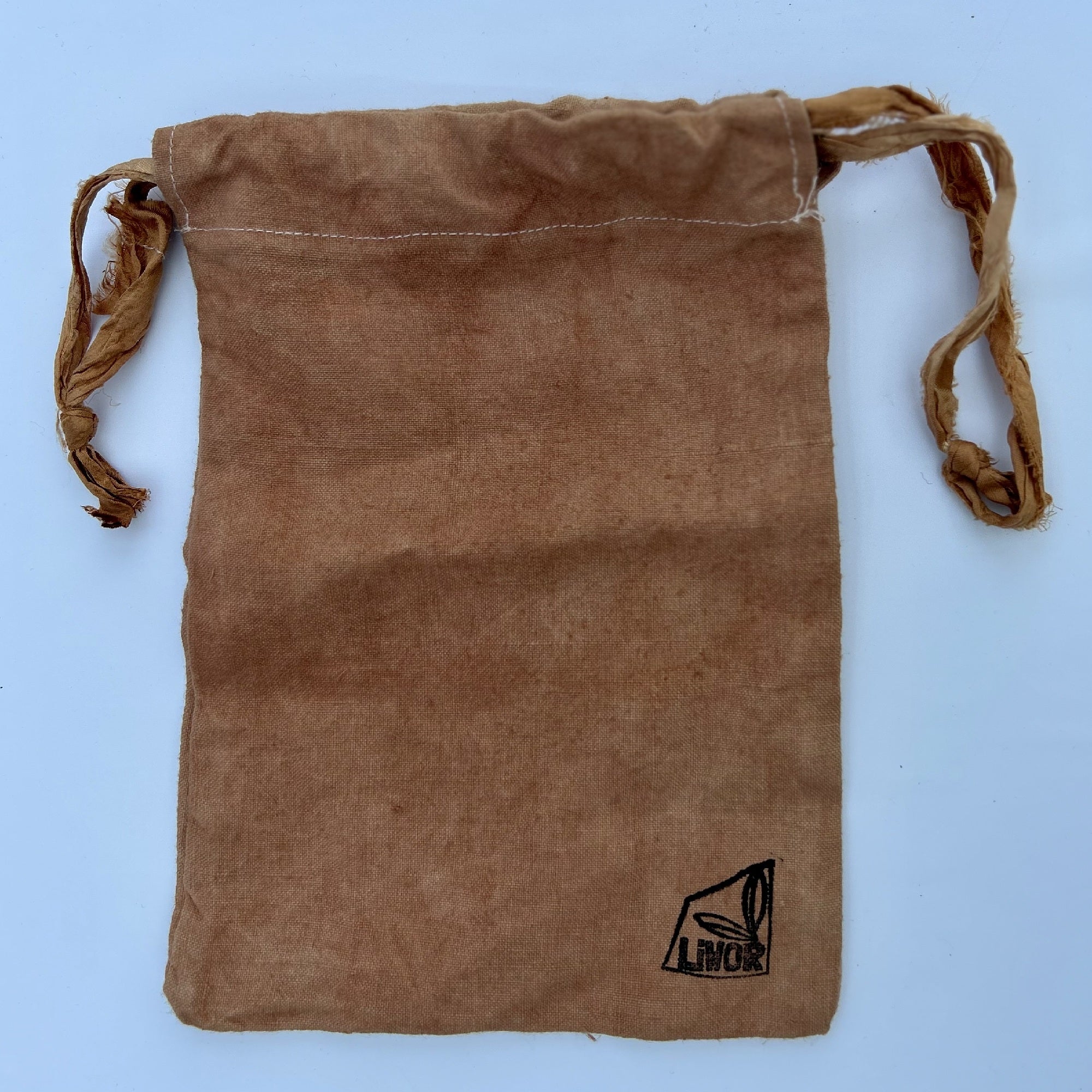 Small Linen Drawstring Bag in Clay Pink