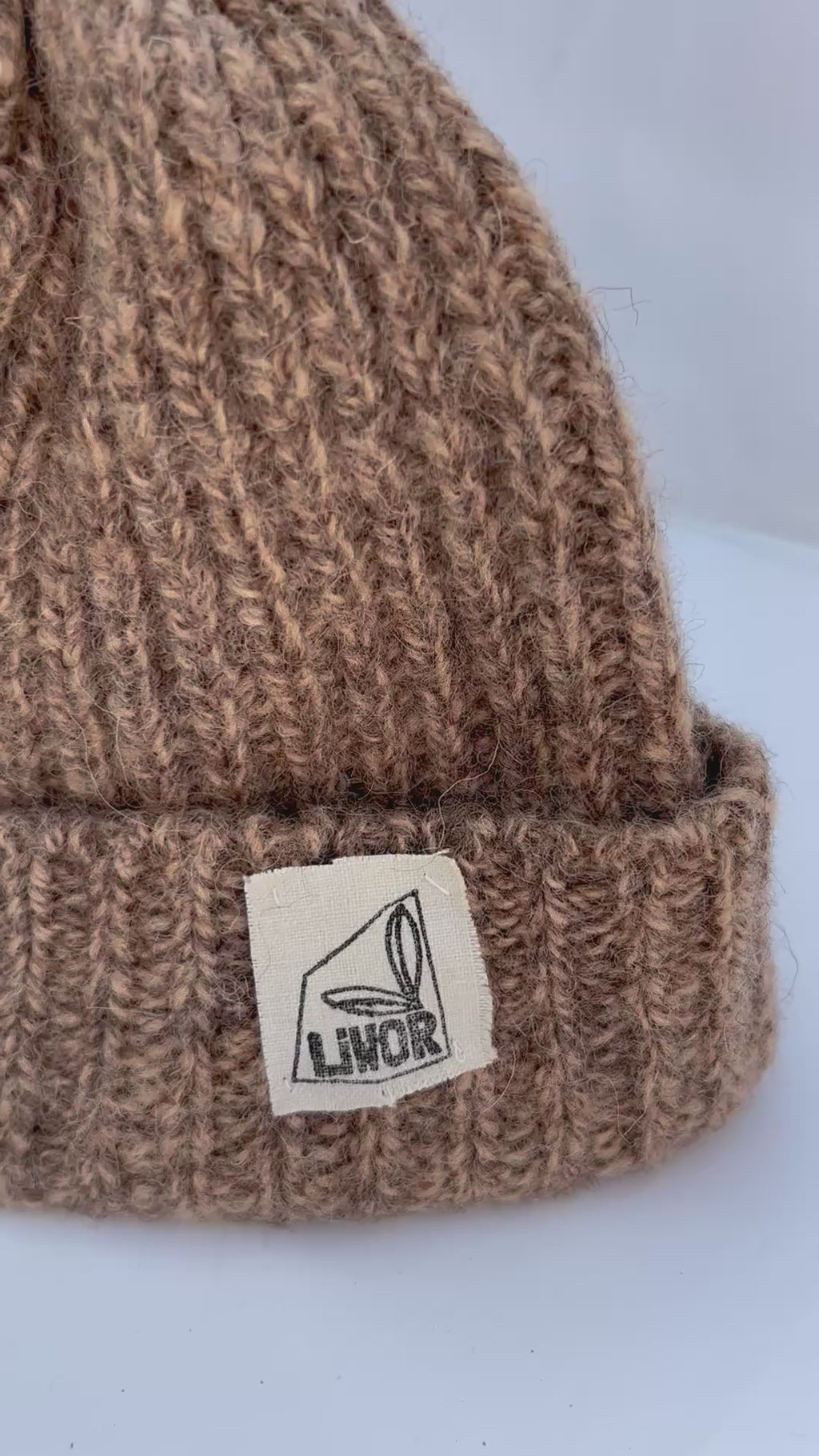 British Wool Rib Beanie in Caramel Twist