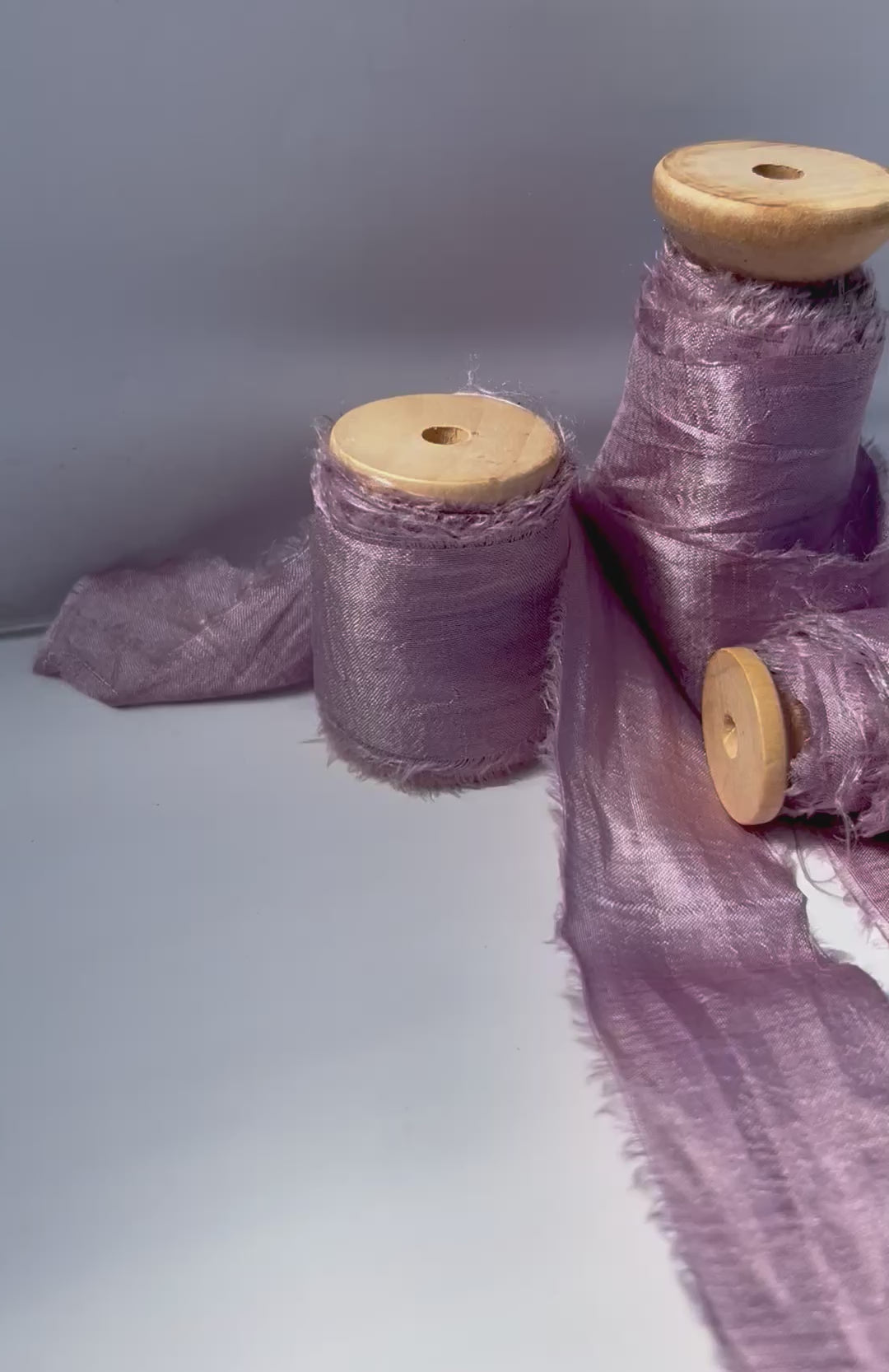 Recycled Sari Silk Ribbon in Lilac Pink