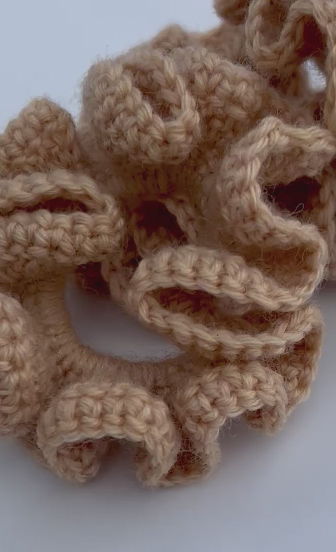 Hand Crochet Scrunchie in Pale Pink