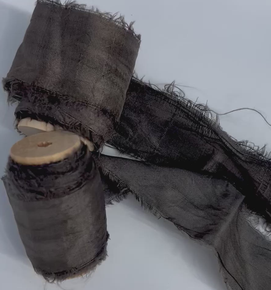 Recycled Sari Silk Ribbon in Bitter Chocolate