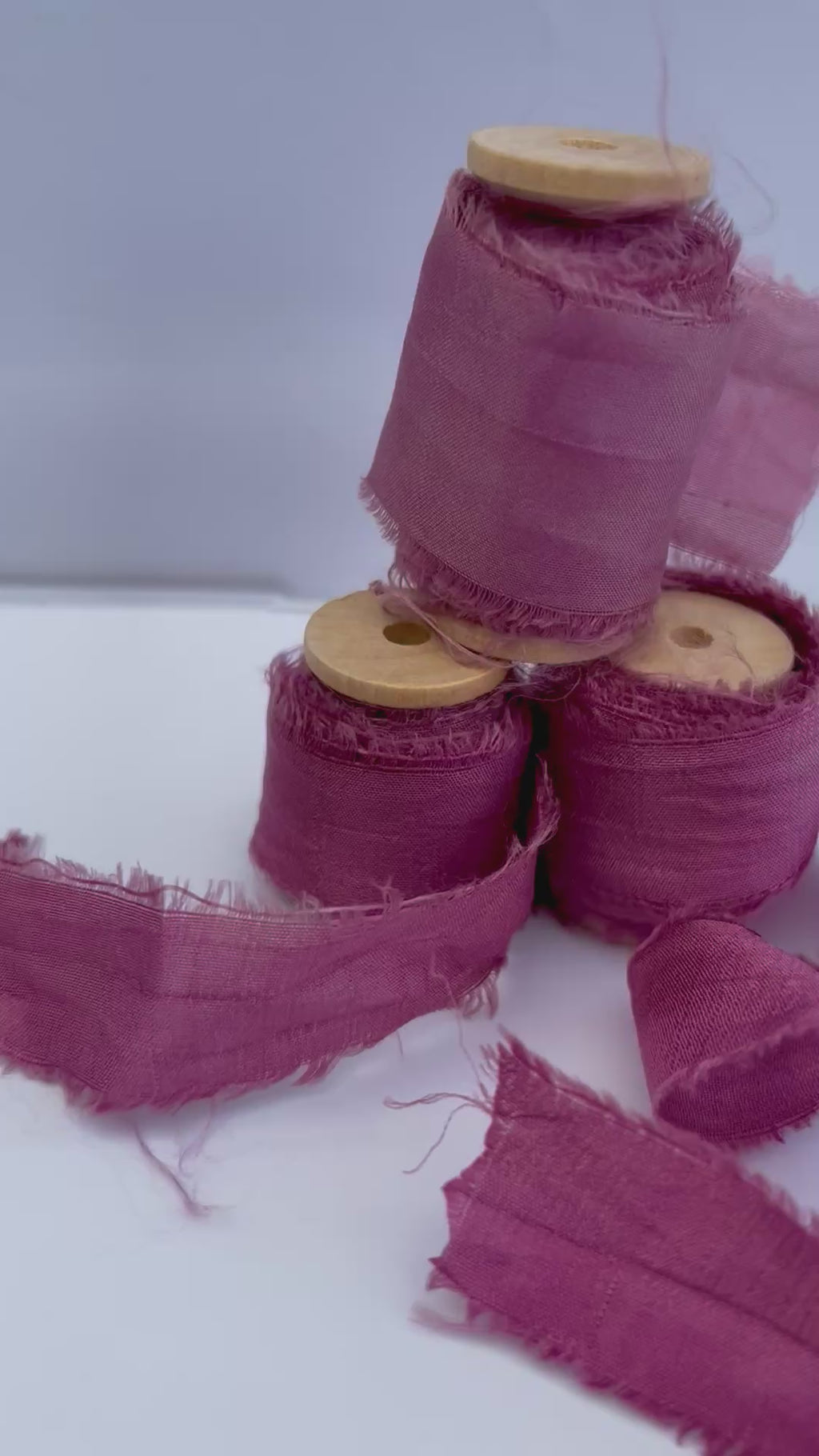 Recycled Sari Silk Ribbon in Mauve