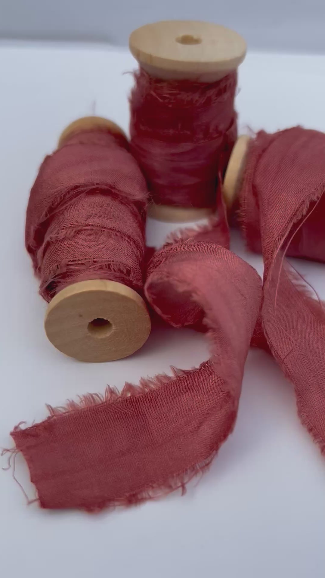Recycled Sari Silk Ribbon in Antique Pink