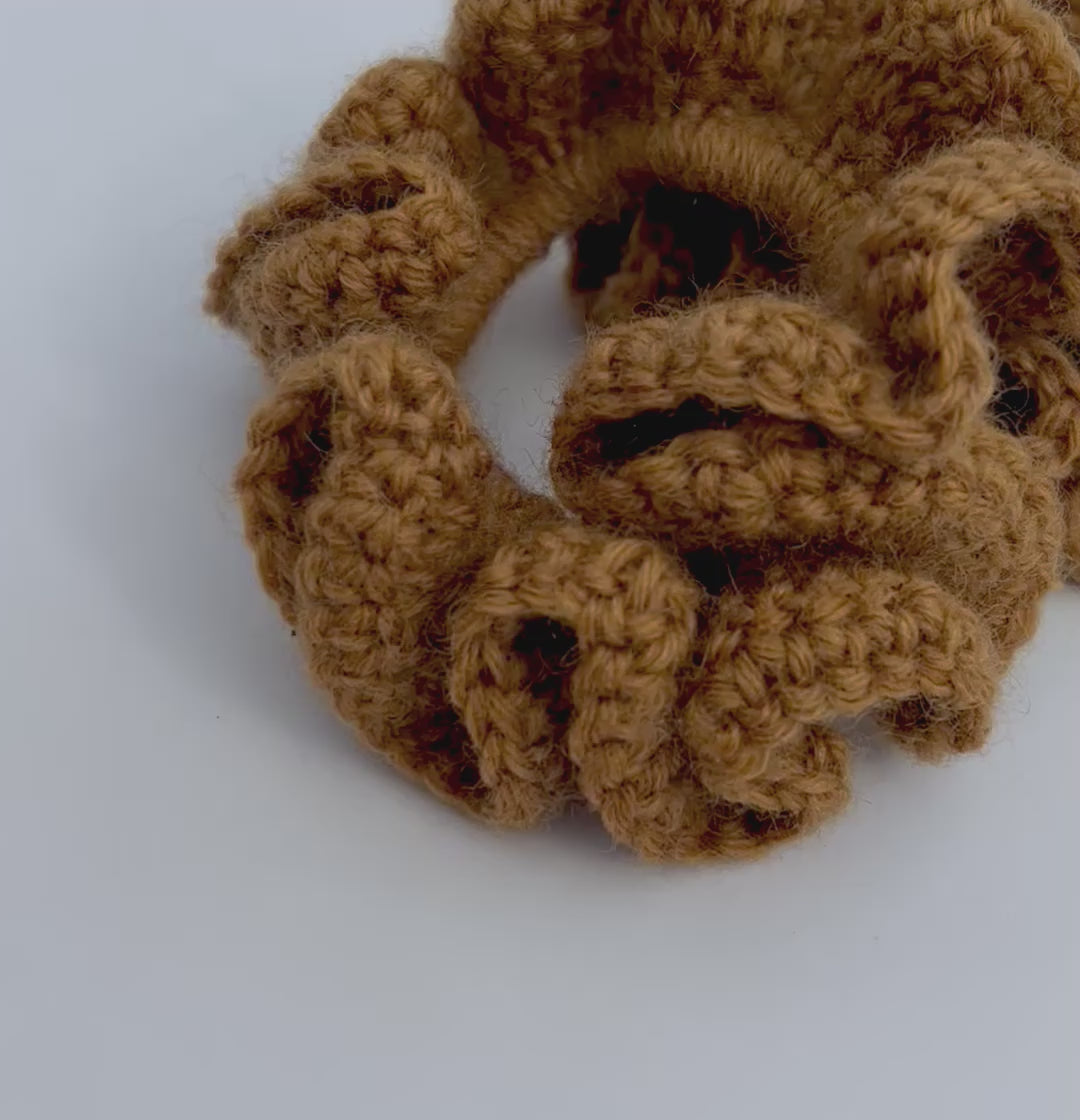 Hand Crochet Scrunchie in Toffee